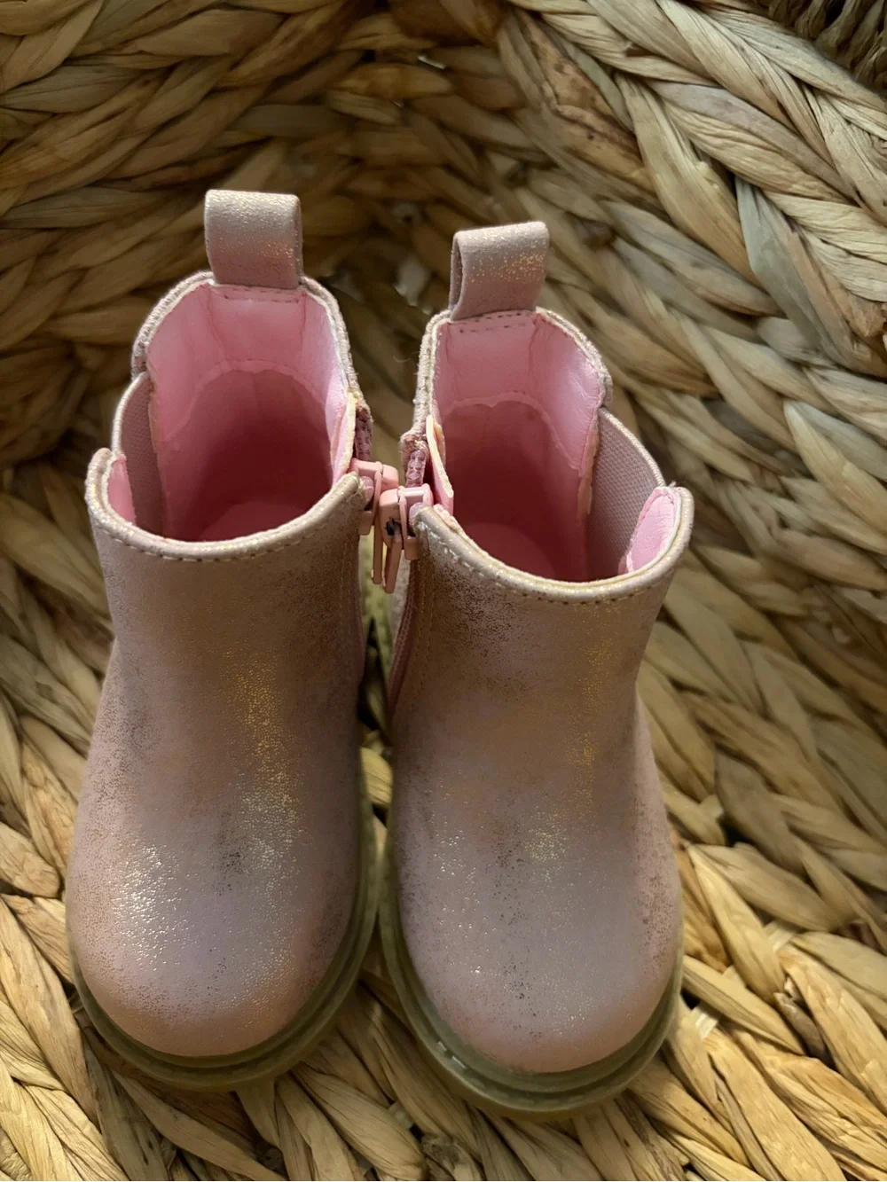wonder nation Light Pink Shimmery Toddler Zip Boots